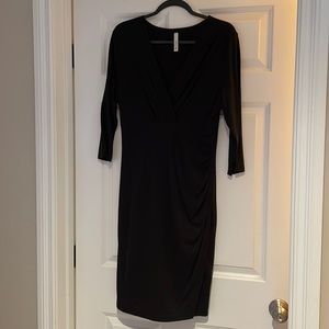 Beautiful dress can be dressed up or down. Dark blue.